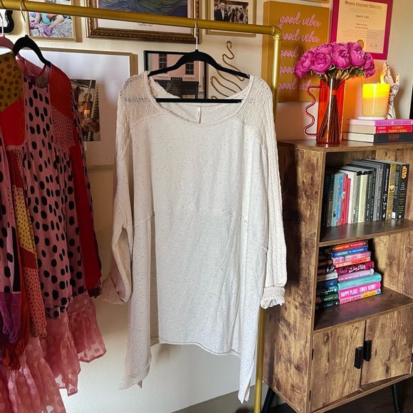 Free People Ivory Oversized Boho Tunic Pullover - Picture 5 of 13